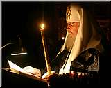 Святейший Патриарх во время чтения Канона Андрея Критского